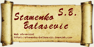 Stamenko Balašević vizit kartica